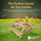 All Things Cedar 6-Ft Outdoor Picnic Table, Handcrafted Wooden Patio Bench Set for Camping, Backyard Parties, or Tailgating, Rustic Cedar