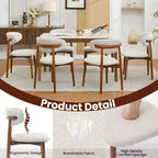 Dining Chairs Set of 4, Mid Century Modern Upholstered Dining Room Chairs, Farmhouse Kitchen Chairs with Padded Fabric Seat & Wood Legs, Beige