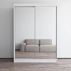 Mirrored 2-Door Wardrobe Armoire with High-Gloss Finish | 47 or 59 Wide