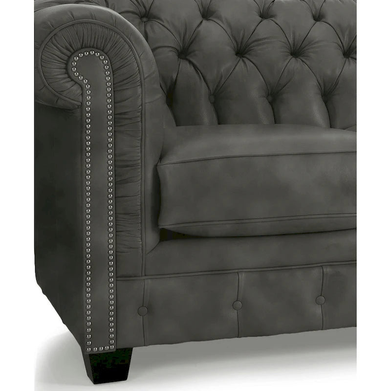 Hancock Tufted Top Grain Italian Leather Chesterfield Sofa - 31 H x 86 W x 40 D