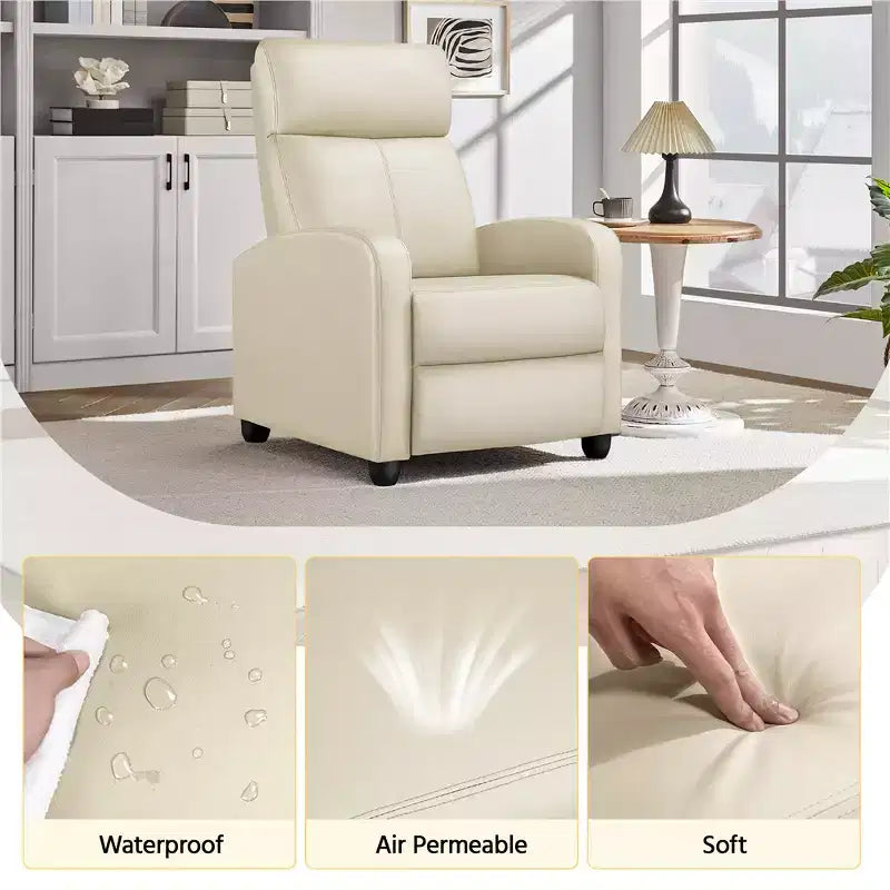 Yaheetech Set of 2 Modern PU Leather Recliner Sofas for Living Room, Bedroom