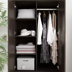 Hitow Armoire Double Drawer Mirrored Door Closet Zoned Storage