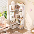 6-tier Corner Bookshelf, Space-saving Display Shelving Unit