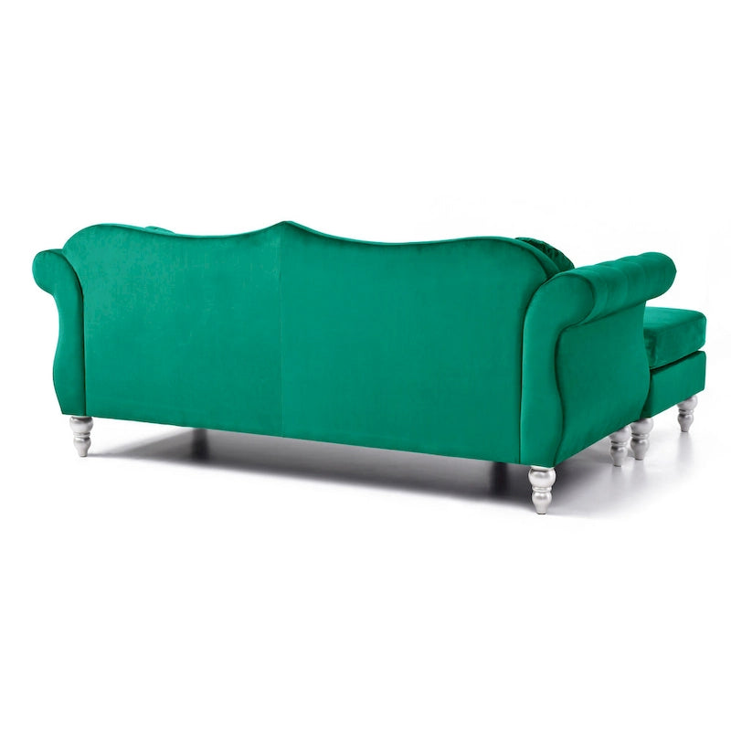 Hollywood Velvet Sofa with Reversible Chaise