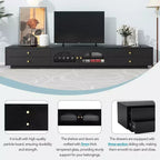 TV Stand for 95 TV, Extra Long Media Console with 2 Doors & 4 Drawers, Large TV Storage Cabinet Entertainment Center with Fluted Glass Doors