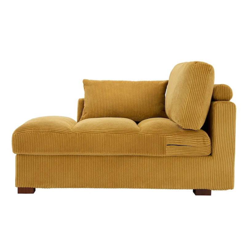 Oversize Corduroy Chaise Lounge Modular Sectional Sofa with Pillow