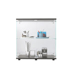 Two-door Glass Display Cabinet 2 Shelves with Door