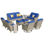 XIZZI 9-piece Outdoor Patio Furniture Conversation Set with Swivel Chair