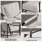 Yaheetech Set of 2 Retro Upholstered Lounge Arm Chairs with Metal Arms, Removable Seat & Back Cushion
