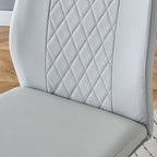 Modern Tempered Glass Dining Table Set with U-shaped Marble Pattern Base and PU Upholstered Chairs