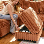 Belffin Corduroy Fabric Ottoman with Storage Ottoman for Modular Sectional Couch