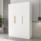 Timechee 47.2 Armoire Clothes Storage Solid Wood Handles Wardrobe White