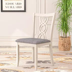 VECELO Rustic Wooden Dining Chairs, Rubber Wood Kitchen Chairs with Padded Seat & Elegant Hollowed Backrest, Gray