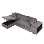 104.5 Reversible L-Shape Sleeper Sectional with Storage Chaise & 2 Stools - Convertible 3-Seat Sofa Bed for Living Room