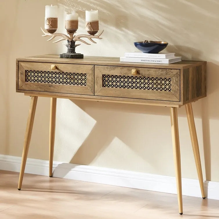 41.9 Wood 2-Drawer Entryway Console Table