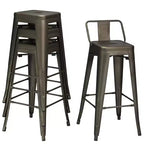 Costway Set of 4 Metal Bar Stools 30 Bar Height Barstools Industrial W/ Low Back Steel