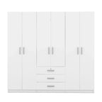 6-Doors Wooden Wardrobe Storage with 3 Big Drawers for Bedroom