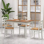 Costway 5-Piece Dining Set Solid Wood Kitchen Furniture with Rectangular Table & 4 Chairs Natural/Coffee/Grey