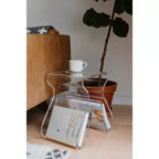 Magino Stool and Magazine Rack Clear: Shatter-Proof Acrylic, No Assembly Required