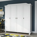Palace Imports 100% Solid Wood Kyle 4-Door Wardrobe Armoire with Solid Wood or Mirrored Doors