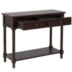 The Misty Moon Daisy Series Console Table Traditional Design with Two Drawers and Bottom Shelf (Espresso)