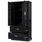 Tall Bathroom Storage Cabinet, Cabinet with Two Doors and Drawers, Adjustable Shelf, MDF Board