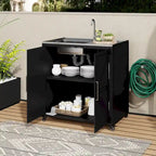 Outdoor Movable Kitchen Sink Patio Modular Kitchen Sink Station with Cabinet