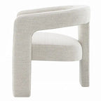 Side Dining Chair Set of 2, Textured Off White Boucle, Curved Back