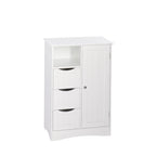 RiverRidge Ashland Single Door Bathroom and Laundry Storage Cabinet with 3 Drawers, Open and Adjustable Shelf