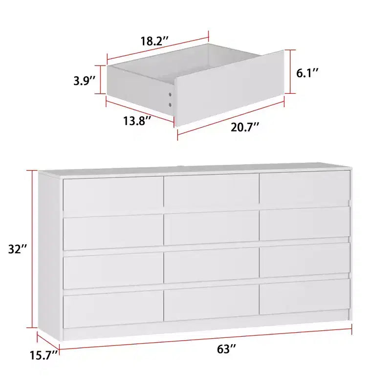 Famapy Modern 12-Drawers Dresser Sleek Chest of Drawers