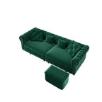 Whisen Velvet 3-in-1 King Size Pull-Out Sofa Bed & Convertible Sleeper Sofa with Movable Ottoman, Tufted Design