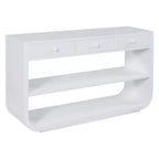 ModernLuxe Curved Console Table Entryway Table Sofa Side Table Display Stand Accent Table with 3 Soft-Close Drawers & 2 Open Shelves
