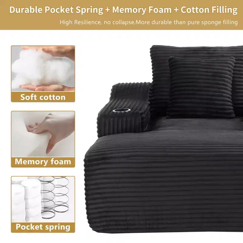67 Chaise Lounge Chair, Indoor Sleeper Sofa Bed with 2 Pillows, Boneless Single Sofa Couch for Living Room, No Assembly Required