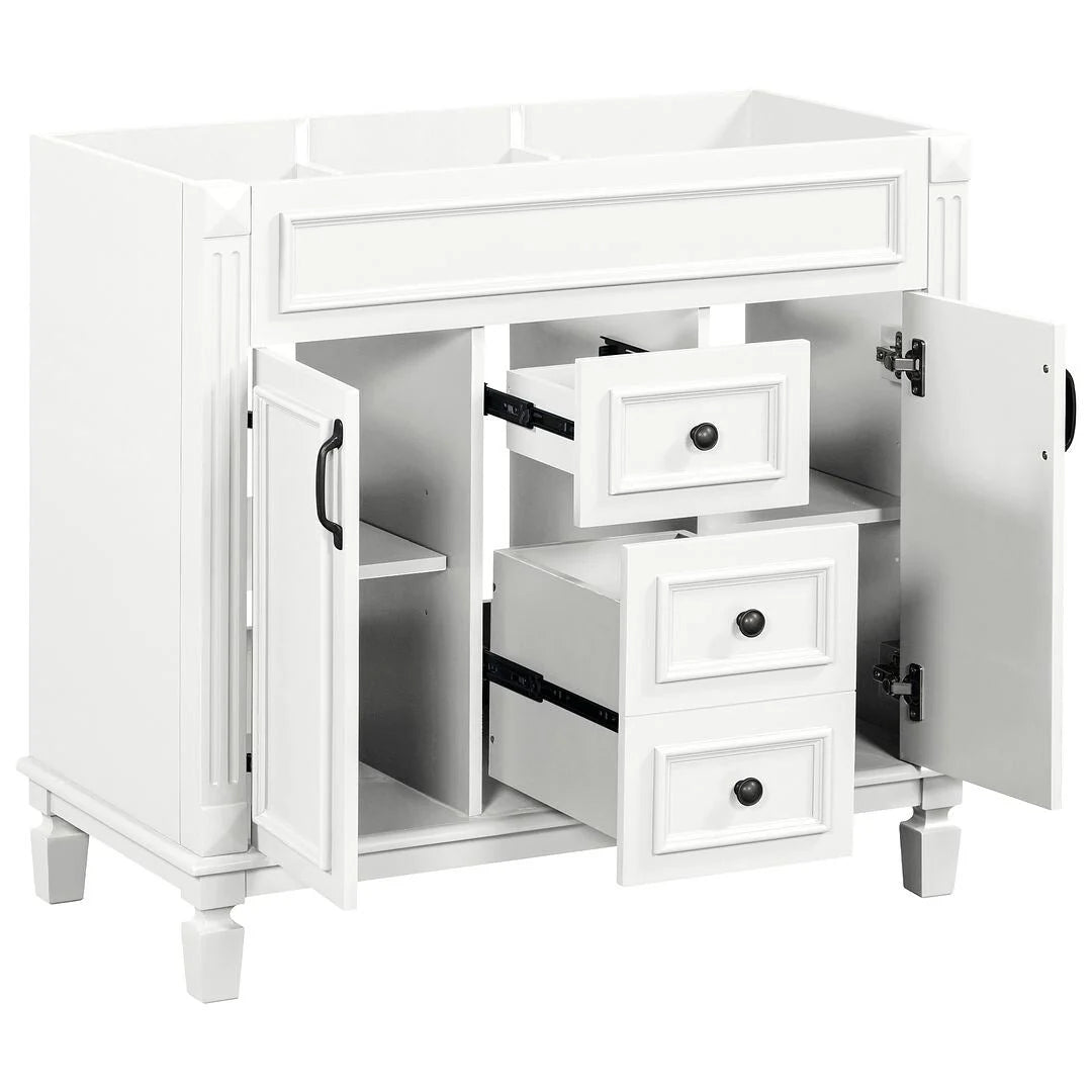 36 Modern Bathroom Vanity with Top Sink and Mirror Cabinet,2 Doors and 2 Drawers
