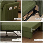 Dyonery 51 3-in-1 Sleeper Sofa Bed, Convertible Loveseat with Pull-Out Bed, Adjustable Backrest, Linen Couch