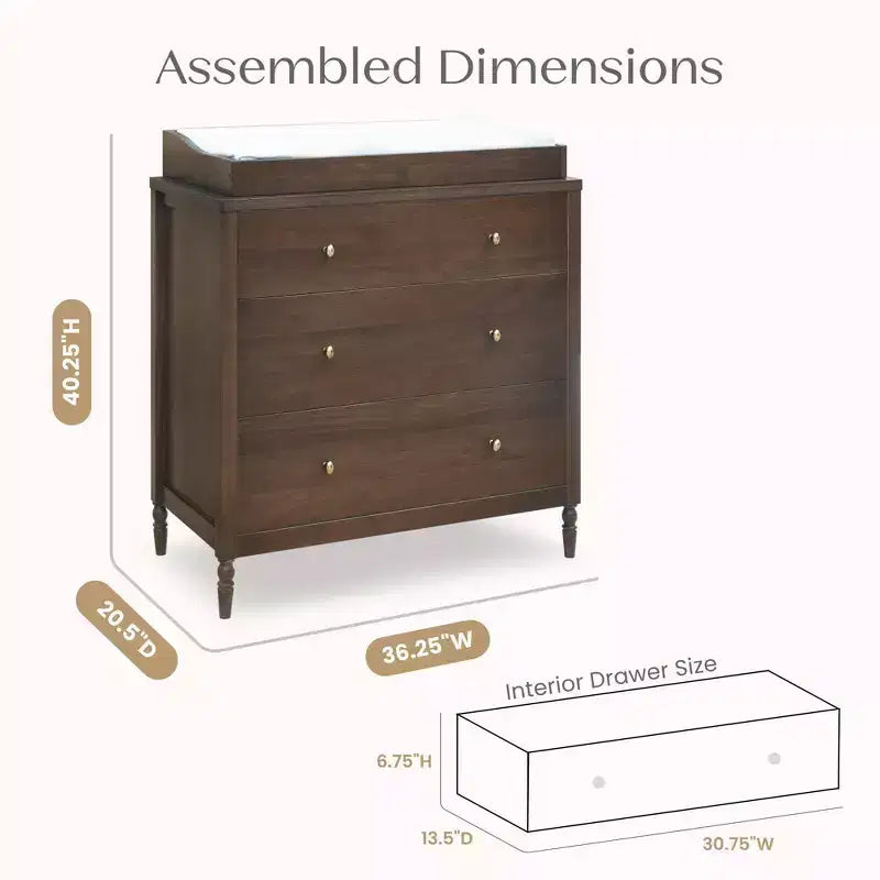 3 Drawer Dresser with Changing Top - Kids Nursery