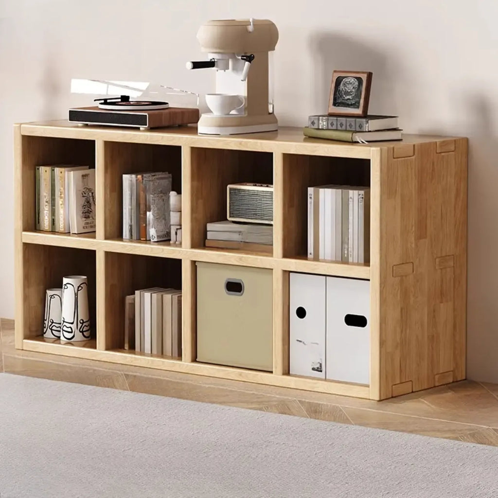 Modern Horizontal Wood 8-Cube Natural Finish Bookcase