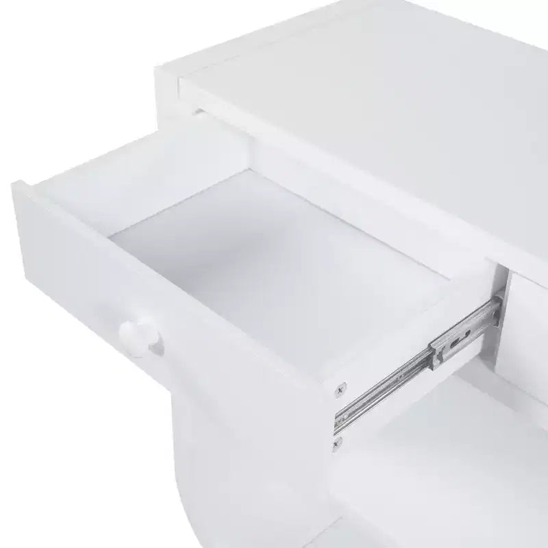 ModernLuxe Curved Console Table Entryway Table Sofa Side Table Display Stand Accent Table with 3 Soft-Close Drawers & 2 Open Shelves