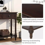 The Misty Moon Daisy Series Console Table Traditional Design with Two Drawers and Bottom Shelf (Espresso)