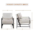 Yaheetech Set of 2 Retro Upholstered Lounge Arm Chairs with Metal Arms, Removable Seat & Back Cushion