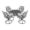 5-Piece Cast Aluminum Patio Dining Set with 4 Swivel Chair