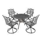 5-Piece Cast Aluminum Patio Dining Set with 4 Swivel Chair