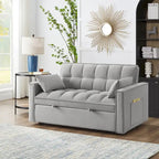 4 in1 Loveseat Sofa Bed with Armrests & Storage Pockets, Multi-Function Tufted Pull-out Sofa Bed with Adjustable Backrest