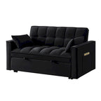 4 in1 Loveseat Sofa Bed with Armrests & Storage Pockets, Multi-Function Tufted Pull-out Sofa Bed with Adjustable Backrest