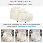 Chenille Chaise Lounge Sofa Bed, Upholstered Sofa Couch with Tufted Backrest and 2 Detachable Pillows for Living Room