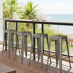 Yaheetech Set of 4 Metal Backless Counter Height Bar Stools Stackable Chairs