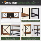 Rustic Industrial TV Stand for 55-65 TVs with Storage & Cable Management