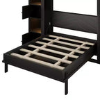 Luxystar Modern Queen Murphy Bed with 10 Storage Shelves and Upholstered Headboard, Black