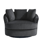 Oversized 43 W Plush Corduroy Recessed Arm Swivel Barrel Chair