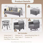 Ovios Tampa 8pc Wicker Outdoor Patio Furniture Conversation Sofa Set with Swivel Chairs and Cushions
